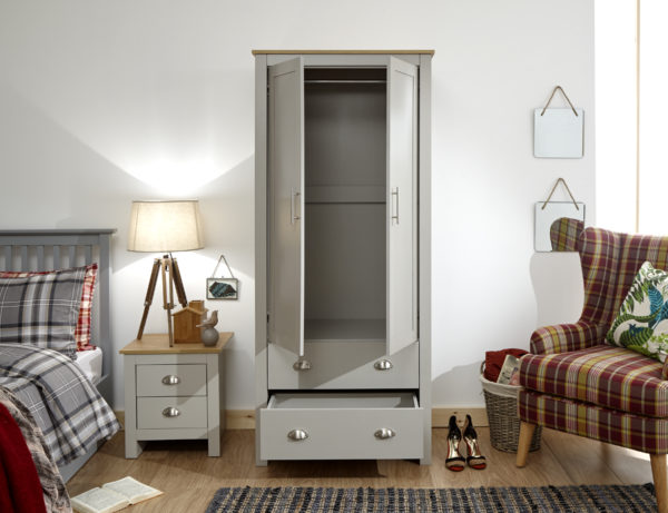 Fife Grey 2 Door 2 Drawer Wardrobe | Grey