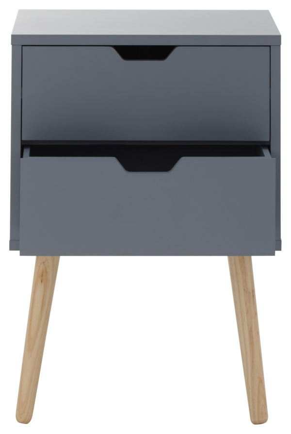 Kathmandu 2 Drawer Bedside Cabinet  | Dark Grey | Self Assembly
