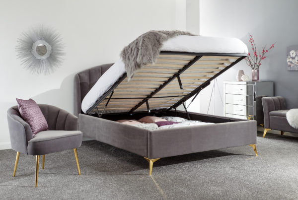 Haikou King Size End Lift Ottoman Bed | Grey