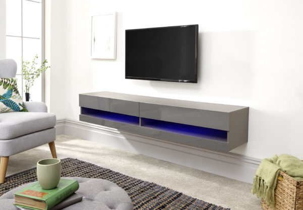 Lugo 150cm Wall TV Unit | LED | Grey | Self Assembly