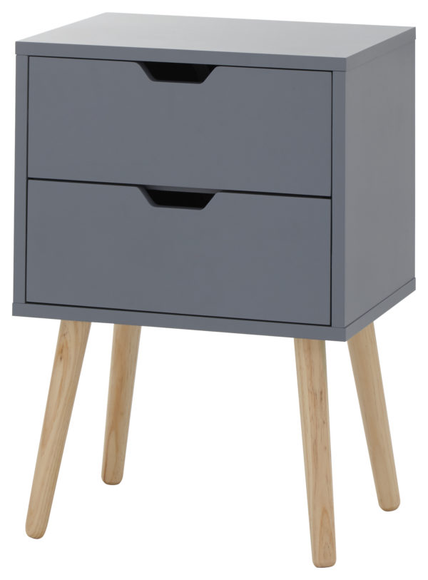 Kathmandu 2 Drawer Bedside Cabinet  | Dark Grey | Self Assembly