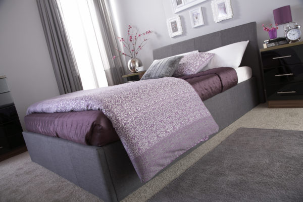 Baltimore King Size Ottoman Bed | Grey Fabric