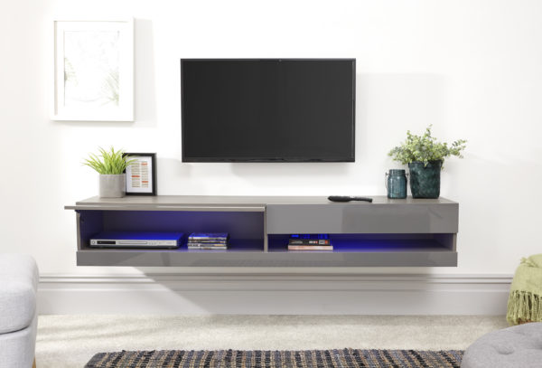 Lugo 150cm Wall TV Unit | LED | Grey | Self Assembly