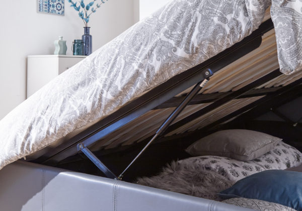 Marikina Side Lift King Size Ottoman Bed  | Grey PU
