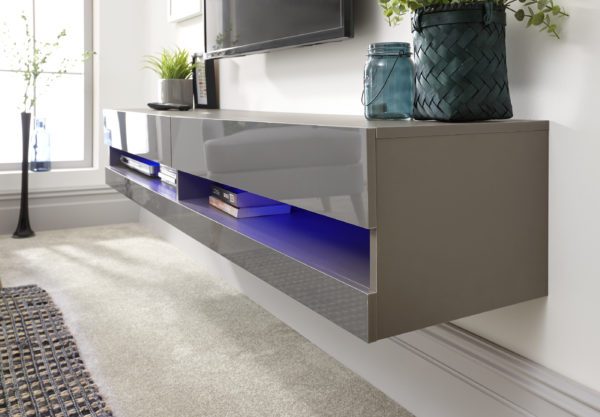 Lugo 150cm Wall TV Unit | LED | Grey | Self Assembly