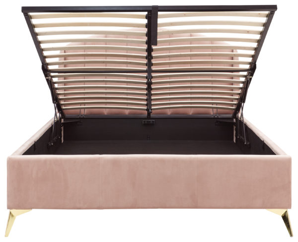 Haikou Double End Lift Ottoman Bed | Blush Pink