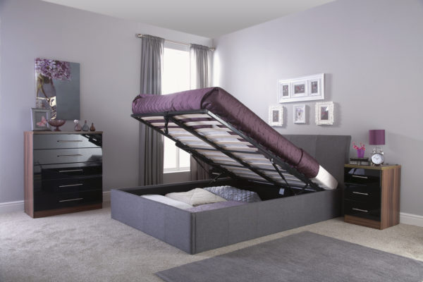 Baltimore King Size Ottoman Bed | Grey Fabric