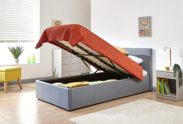 Marikina End Lift Ottoman Single Bed | Grey PU