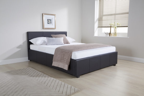 Marikina Side Lift Ottoman Double Bed | Black
