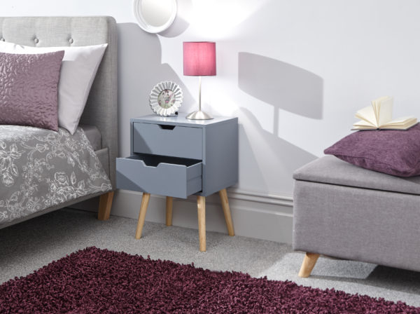 Kathmandu 2 Drawer Bedside Cabinet  | Dark Grey | Self Assembly