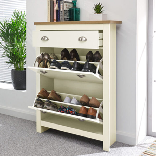 Fife Cream 2 Door 1 Drawer Shoe Cabinet | Cream | Self Assembly