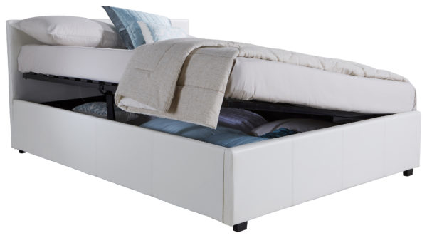 Marikina Side Lift Ottoman Small Double Bed | White