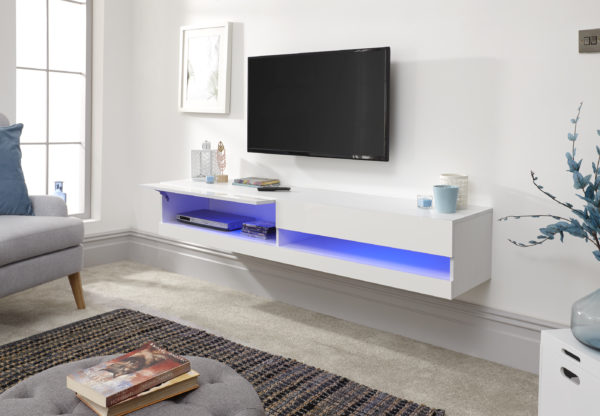 Lugo 180cm Wall TV Unit | LED | White | Self Assembly