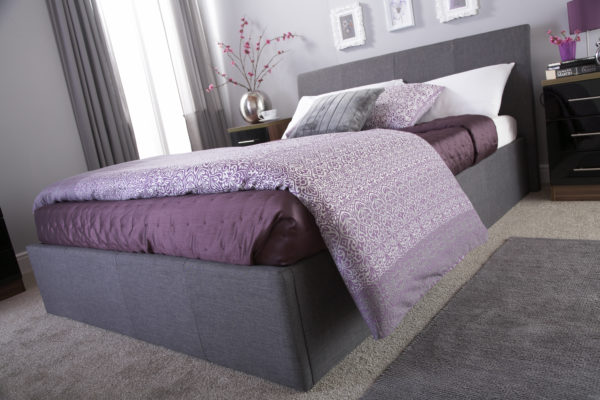 Baltimore King Size Ottoman Bed | Grey Fabric