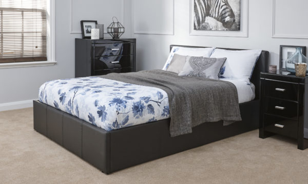 Marikina End Lift King Size Ottoman Bed  | Black