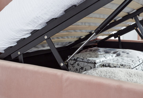 Haikou Double End Lift Ottoman Bed | Blush Pink