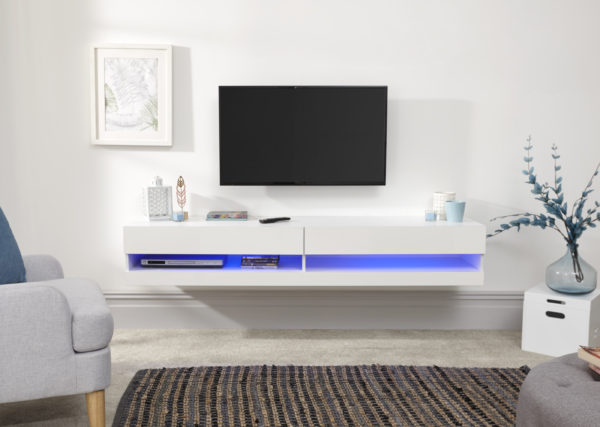 Lugo 180cm Wall TV Unit | LED | White | Self Assembly