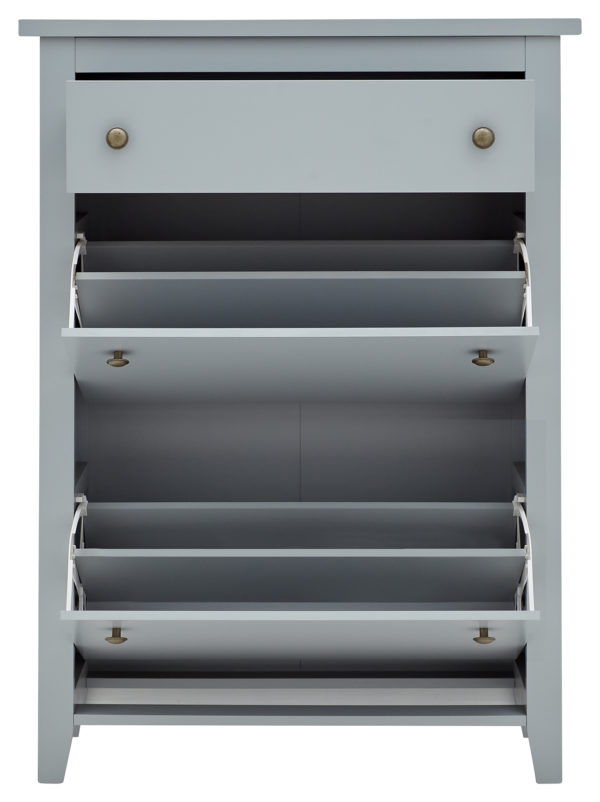 Two Tier Shoe Cabinet | Grey | Self Assembly