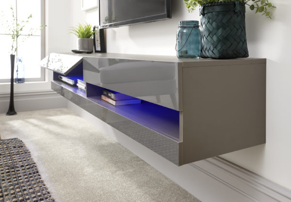 Lugo 150cm Wall TV Unit | LED | Grey | Self Assembly