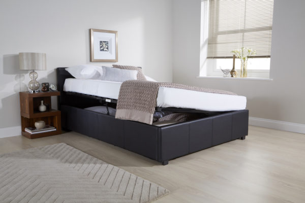 Marikina Side Lift Ottoman Double Bed | Black