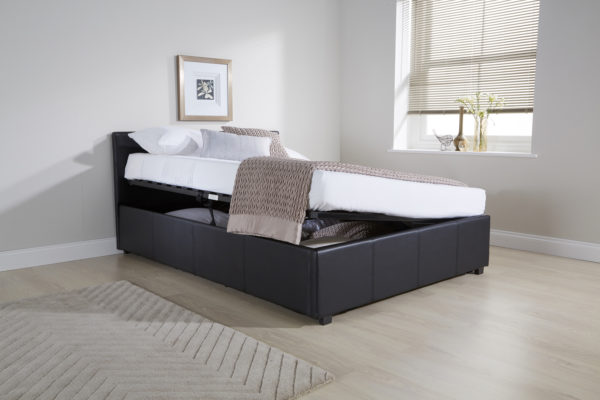 Marikina Side Lift Ottoman Double Bed | Black