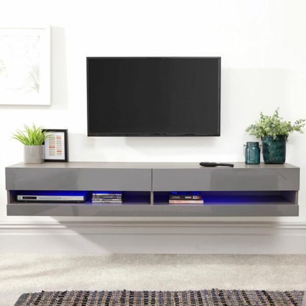 Lugo 150cm Wall TV Unit | LED | Grey | Self Assembly