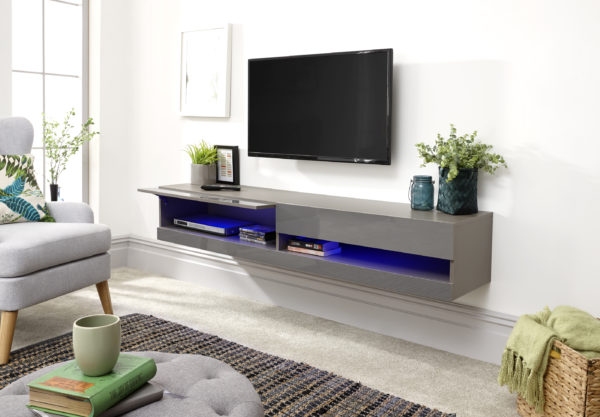 Lugo 150cm Wall TV Unit | LED | Grey | Self Assembly