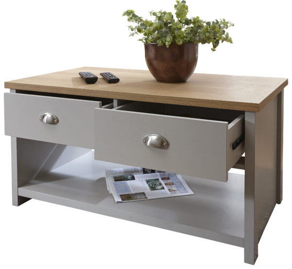 Fife Grey 2 Drawer Coffee Table | Grey | Self Assembly