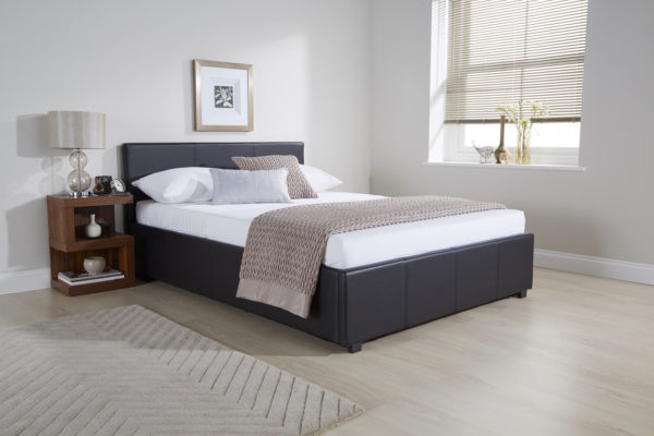 Marikina Side Lift Ottoman Double Bed | Black