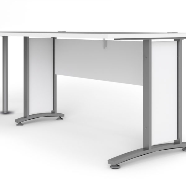 Kansas Desk 150cm in White with Silver Grey Steel Legs | Self Assembly