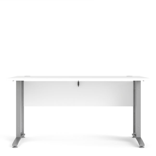 Kansas Desk 150cm in White with Silver Grey Steel Legs | Self Assembly