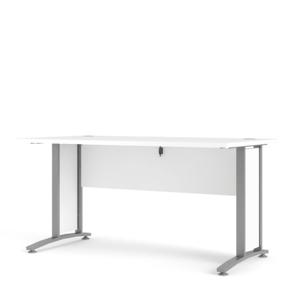 Kansas Desk 150cm in White with Silver Grey Steel Legs | Self Assembly
