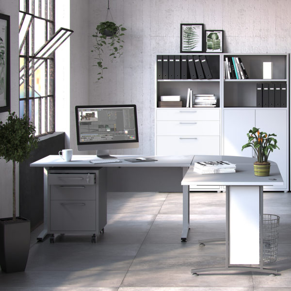 Kansas Desk 150cm in White with Silver Grey Steel Legs | Self Assembly