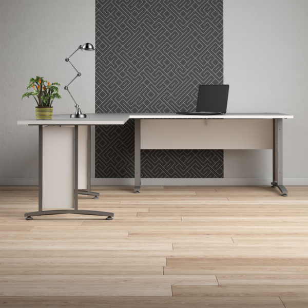Kansas Desk 150cm in White with Silver Grey Steel Legs | Self Assembly