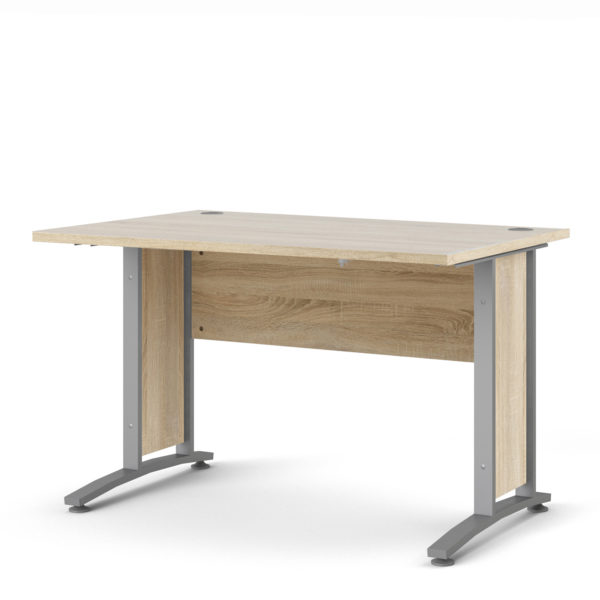 Kansas Desk 120 cm in Oak with Silver Grey Steel Legs | Self Assembly
