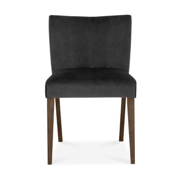 Silvan Dark Oak Low Back Dining Chair | Gun Metal Grey