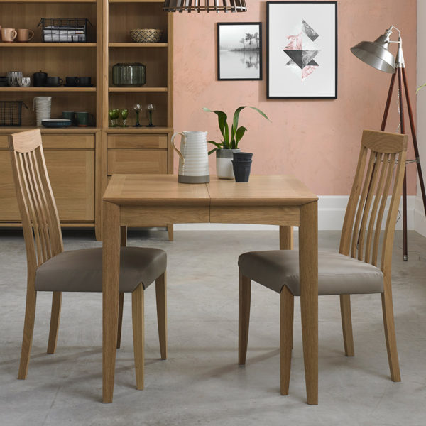 Cream Landlas Oak Pair of Slat Back Dining Chairs | Grey