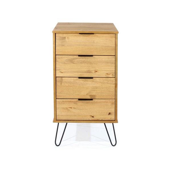 Avila Pine 4 Drawer Narrow Chest of Drawers | Antique Waxed Pine | Self Assembly