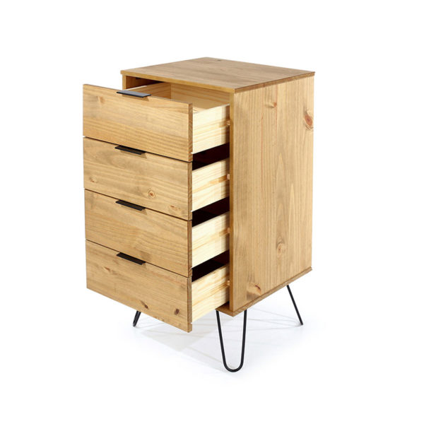 Avila Pine 4 Drawer Narrow Chest of Drawers | Antique Waxed Pine | Self Assembly