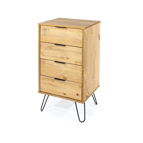 Avila Pine 4 Drawer Narrow Chest of Drawers | Antique Waxed Pine | Self Assembly