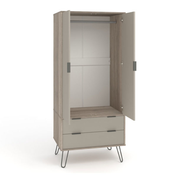 Avila Driftwood 2 Door 2 Drawer Wardrobe | Driftwood