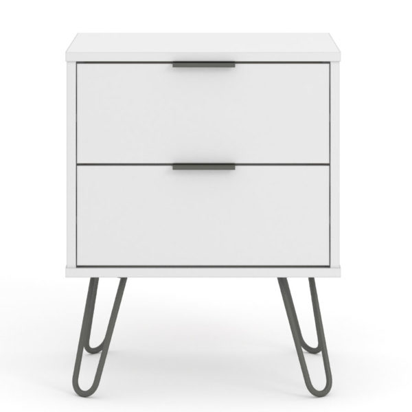 Avila White 2 Drawer Bedside Cabinet | White | Self Assembly
