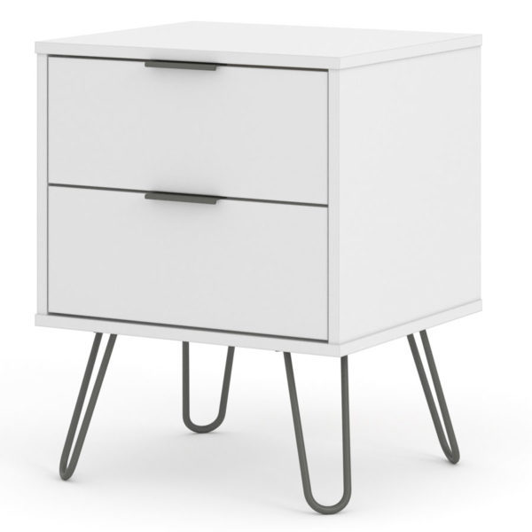 Avila White 2 Drawer Bedside Cabinet | White | Self Assembly