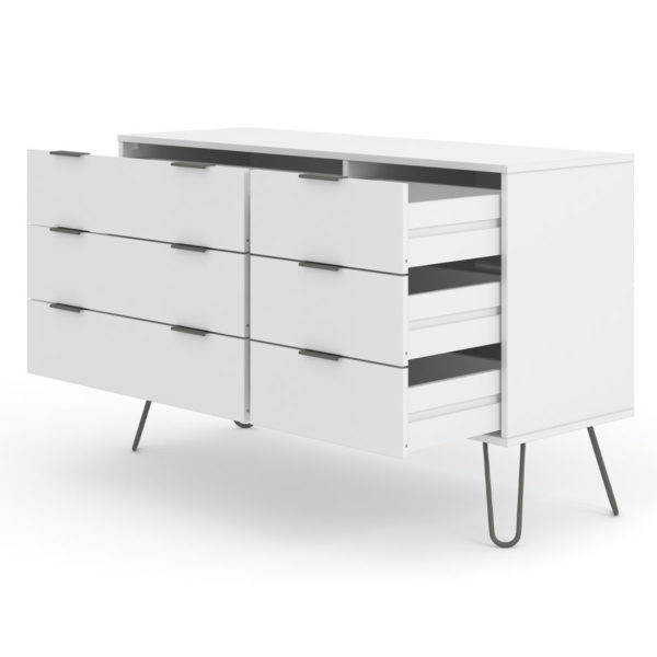 Avila White 3+3 Drawer Wide Chest | White | Self Assembly