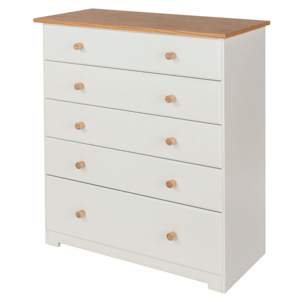 Thornton White 5 Drawer Chest | Soft White | Self Assembly