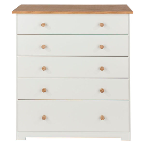 Thornton White 5 Drawer Chest | Soft White | Self Assembly