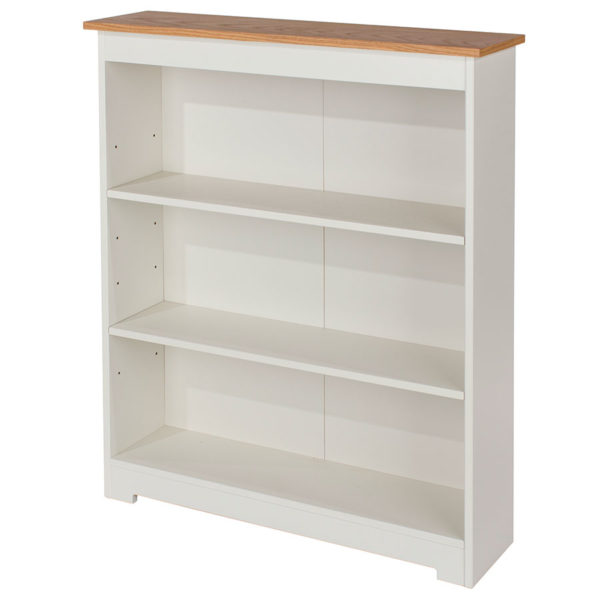 Thornton White Low Wide Painted Bookcase | Soft White | Self Assembly