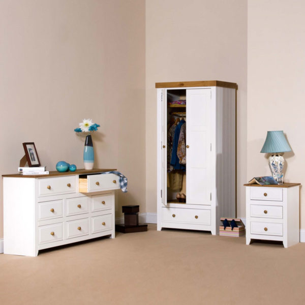 Beauly White 2 Drawer Compact Bedside Cabinet | White | Self Assembly