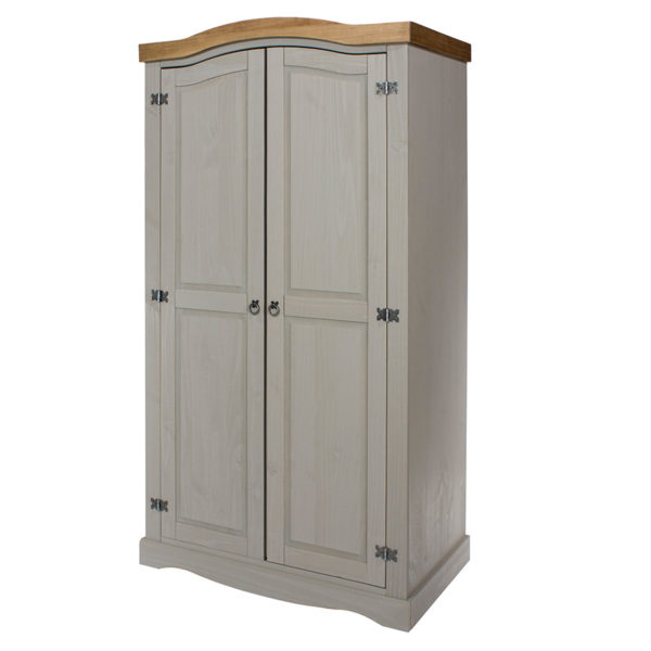 Azusa Grey 2 Door Wardrobe | Grey Wax