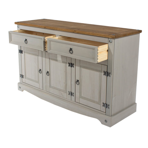 Azusa Grey Medium Sideboard | Grey Wax | Self Assembly